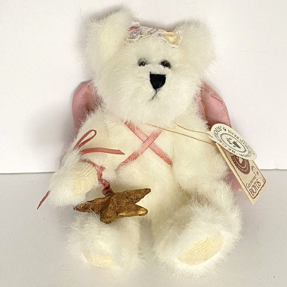 Boyds Bears Taira Angel White Pink Roses Star Wings Archive Collection Ornament